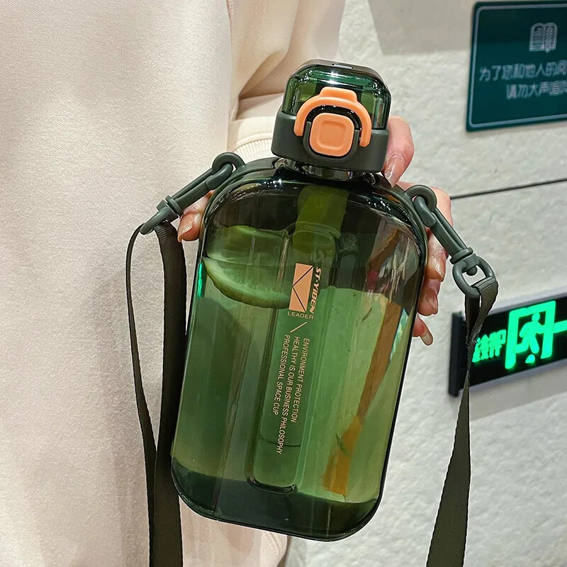 750 ml Curele Sport Sticlă Plată de Apă Cupă Fată Copii Școală FĂRĂ BPA Plastic Călătorie Sport Transparentă Cupă Plată Pătrată Sticlă de băutură