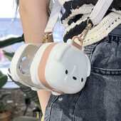 Sticle de apă cu paie de cățeluș drăguț de 500 ml pentru copii, fete, cană pătrată din plastic, portabilă, în aer liber, rezistentă la scurgeri, tritan, fără BPA