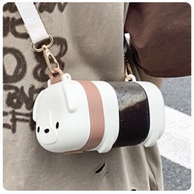 Sticle de apă cu paie de cățeluș drăguț de 500 ml pentru copii, fete, cană pătrată din plastic, portabilă, în aer liber, rezistentă la scurgeri, tritan, fără BPA