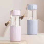 350 ml väikesed läbipaistvad klaasist veepudelid tüdrukutele loomingulise joogi Kawaii veepudel õpilaste kaasaskantava reisitee tassiga