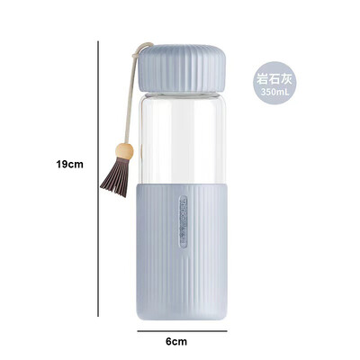 350 ml väikesed läbipaistvad klaasist veepudelid tüdrukutele loomingulise joogi Kawaii veepudel õpilaste kaasaskantava reisitee tassiga