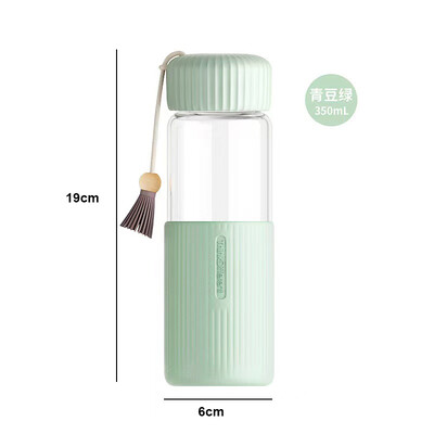 350 ml väikesed läbipaistvad klaasist veepudelid tüdrukutele loomingulise joogi Kawaii veepudel õpilaste kaasaskantava reisitee tassiga