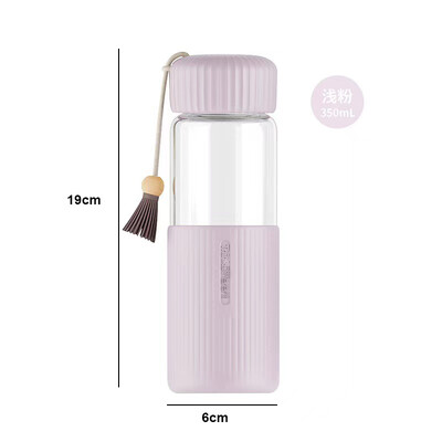 350 ml väikesed läbipaistvad klaasist veepudelid tüdrukutele loomingulise joogi Kawaii veepudel õpilaste kaasaskantava reisitee tassiga