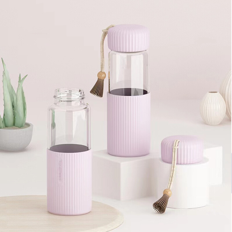 350 ml väikesed läbipaistvad klaasist veepudelid tüdrukutele loomingulise joogi Kawaii veepudel õpilaste kaasaskantava reisitee tassiga