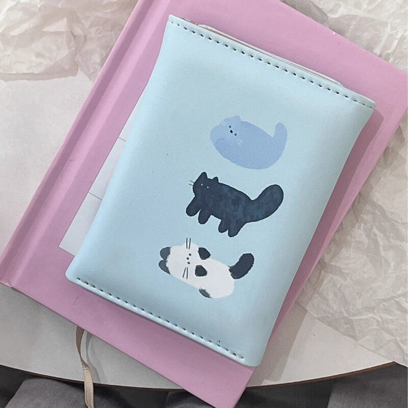 Portofele BOMO pentru femei, din piele PU, cu desene animate, drăguț, cu imprimeu de pisici, portofele drăguțe, la modă, kawaii, portofel scurt, pentru doamnă, geantă estetică