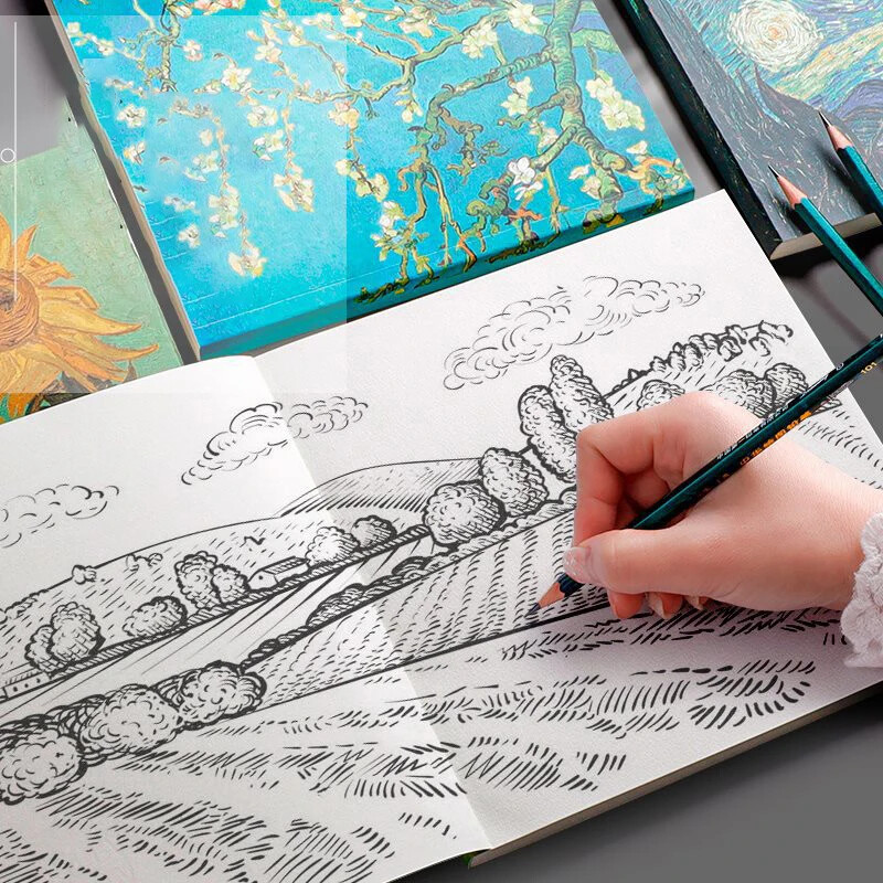 80 lehte paks beež paber visandiraamat õpilaste kunst Maalimine joonistus akvarellraamat grafiti visandivihik kooli kirjatarbed