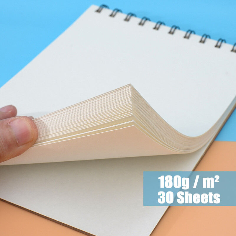 30 Φύλλα Τετράδιο σκίτσων 180 γραμμάρια Σπιράλ Σημειωματάριο Ξύλινο Πούλπα Α5 Εσωτερικό κενό Μολύβι Σχέδιο Γκράφιτι Προμήθειες τέχνης