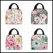 рисуване с цветя Преносимо алуминиево фолио удебелена чанта за обяд водоустойчива и топлоизолационна щампована шарка чанти за обяд