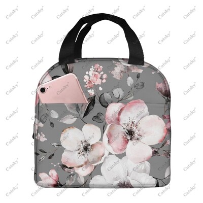 рисуване с цветя Преносимо алуминиево фолио удебелена чанта за обяд водоустойчива и топлоизолационна щампована шарка чанти за обяд