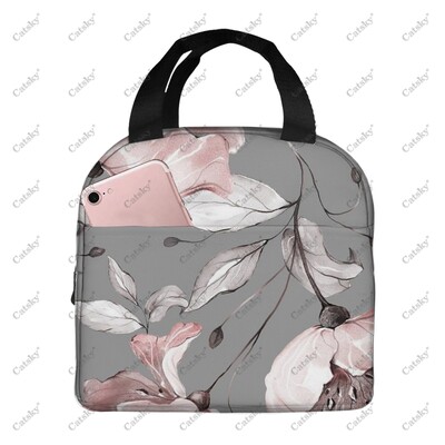 рисуване с цветя Преносимо алуминиево фолио удебелена чанта за обяд водоустойчива и топлоизолационна щампована шарка чанти за обяд