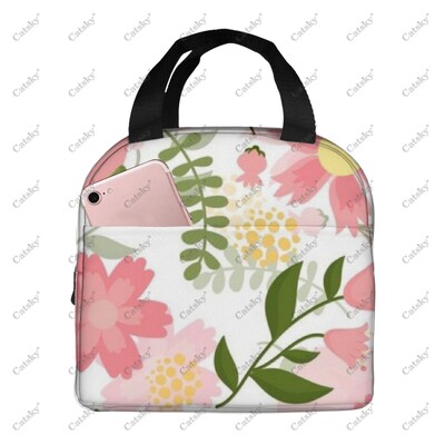 рисуване с цветя Преносимо алуминиево фолио удебелена чанта за обяд водоустойчива и топлоизолационна щампована шарка чанти за обяд