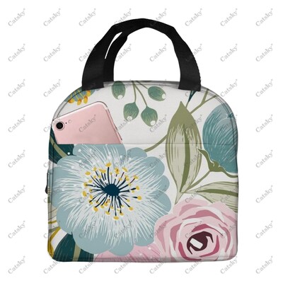 рисуване с цветя Преносимо алуминиево фолио удебелена чанта за обяд водоустойчива и топлоизолационна щампована шарка чанти за обяд