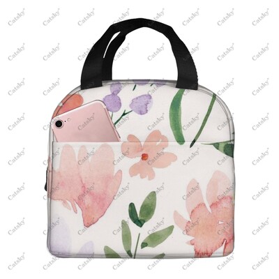 рисуване с цветя Преносимо алуминиево фолио удебелена чанта за обяд водоустойчива и топлоизолационна щампована шарка чанти за обяд
