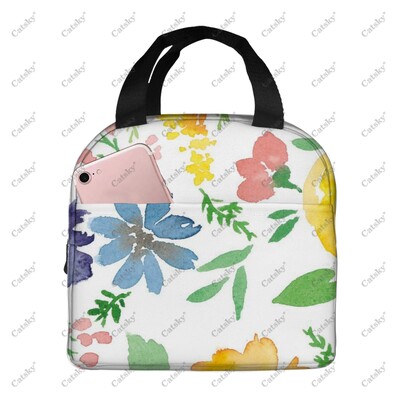 рисуване с цветя Преносимо алуминиево фолио удебелена чанта за обяд водоустойчива и топлоизолационна щампована шарка чанти за обяд