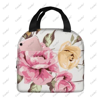 рисуване с цветя Преносимо алуминиево фолио удебелена чанта за обяд водоустойчива и топлоизолационна щампована шарка чанти за обяд