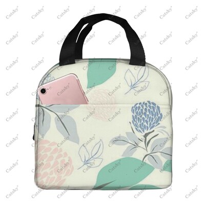 рисуване с цветя Преносимо алуминиево фолио удебелена чанта за обяд водоустойчива и топлоизолационна щампована шарка чанти за обяд