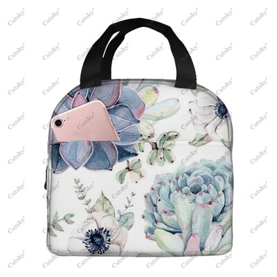 рисуване с цветя Преносимо алуминиево фолио удебелена чанта за обяд водоустойчива и топлоизолационна щампована шарка чанти за обяд