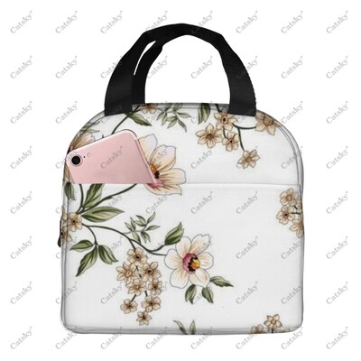 рисуване с цветя Преносимо алуминиево фолио удебелена чанта за обяд водоустойчива и топлоизолационна щампована шарка чанти за обяд