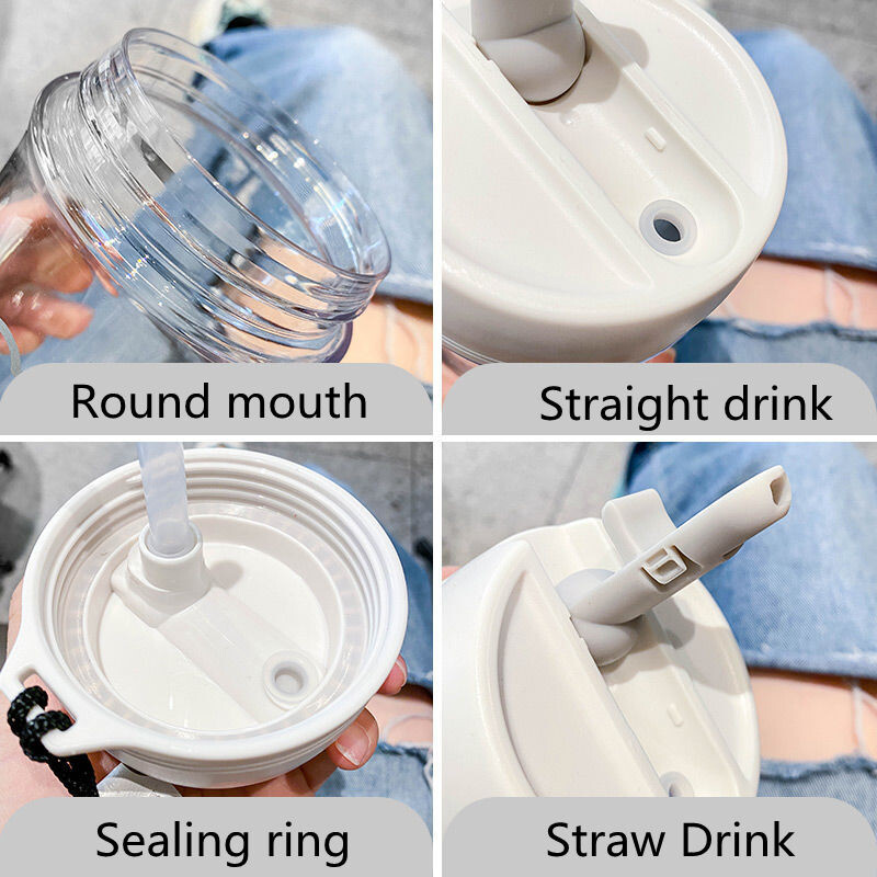 Armas 500 ml veepudel lastele, tüdrukute koolile õlgede ja köiega reisikruus kohvitass kaasaskantav plastpudel BPA-vaba