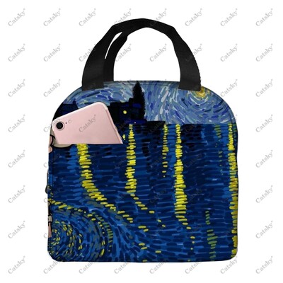 pictură artistică van gogh, folie de aluminiu portabilă, geantă de prânz izolată, îngroșată, izolată, izolată, impermeabilă.