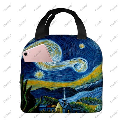 pictură artistică van gogh, folie de aluminiu portabilă, geantă de prânz izolată, îngroșată, izolată, izolată, impermeabilă.