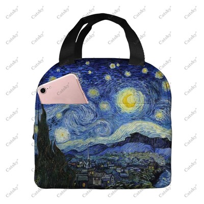 pictură artistică van gogh, folie de aluminiu portabilă, geantă de prânz izolată, îngroșată, izolată, izolată, impermeabilă.