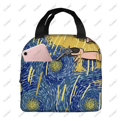pictură artistică van gogh, folie de aluminiu portabilă, geantă de prânz izolată, îngroșată, izolată, izolată, impermeabilă.