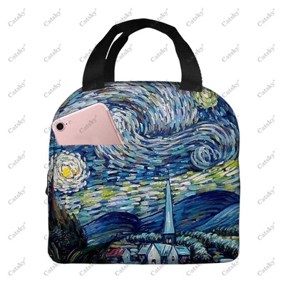 pictură artistică van gogh, folie de aluminiu portabilă, geantă de prânz izolată, îngroșată, izolată, izolată, impermeabilă.