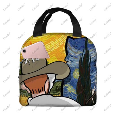 pictură artistică van gogh, folie de aluminiu portabilă, geantă de prânz izolată, îngroșată, izolată, izolată, impermeabilă.