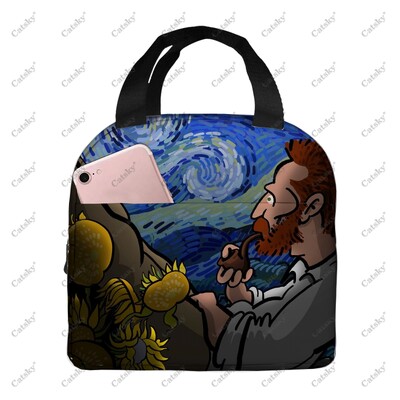 pictură artistică van gogh, folie de aluminiu portabilă, geantă de prânz izolată, îngroșată, izolată, izolată, impermeabilă.