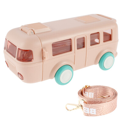 500ml Μπουκάλι νερού λεωφορείου με άχυρο αυτοκινήτου με λουράκι ώμου με προστασία από διαρροές Παιδικό τετράγωνο κύπελλο ποτού Χαριτωμένο παιχνίδι με κανάτα νερού κινουμένων σχεδίων