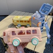 Armas beebibussi veepudel Väike vedur plastikust laste õlgedest veetass koos rihmadega Spordivee tassi suvi