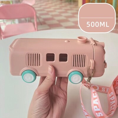 Armas beebibussi veepudel Väike vedur plastikust laste õlgedest veetass koos rihmadega Spordivee tassi suvi