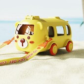 Cupă pentru sorbire în formă de autobuz 500 ml Cupe pentru mașină de jucărie cu autobuz de desene animate, cu paie, fără Bpa, cupe pentru sippy pentru acasă, școală în aer liber pentru copii