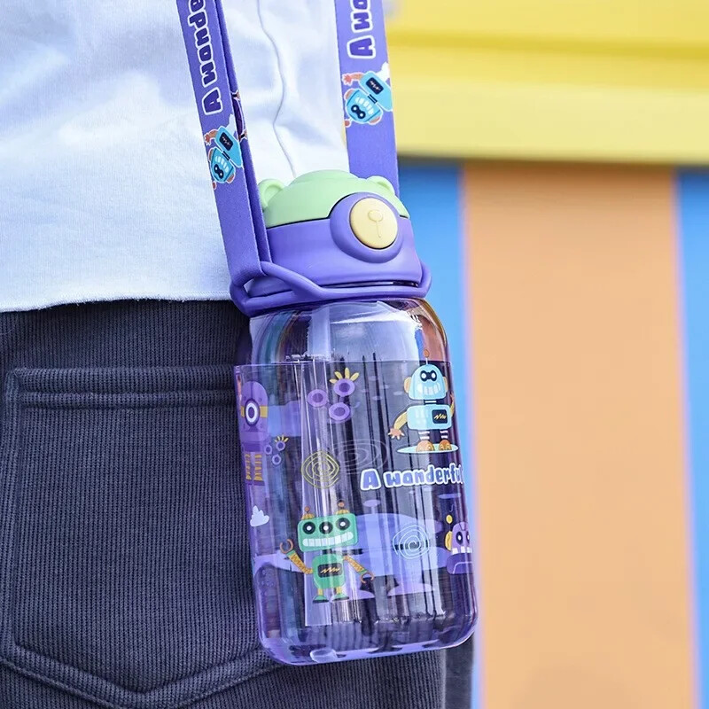 650 ml armas laste veepudel õlgede vaba BPA-ga lekkekindel õues kasutamiseks mõeldud kaasaskantav lastetopsidele mõeldud kooliveepudel lastele