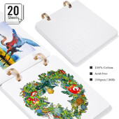 100% puuvillane ruudukujuline akvarelliajakiri, 300 g/m² happevaba akvarellipaber 20-leheküljeline visandivihik reisiakvarelliraamatu kunstitarbed