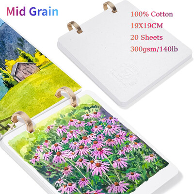 100% puuvillane ruudukujuline akvarelliajakiri, 300 g/m² happevaba akvarellipaber 20-leheküljeline visandivihik reisiakvarelliraamatu kunstitarbed