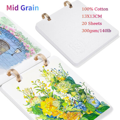 100% puuvillane ruudukujuline akvarelliajakiri, 300 g/m² happevaba akvarellipaber 20-leheküljeline visandivihik reisiakvarelliraamatu kunstitarbed