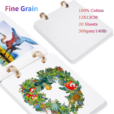 100% puuvillane ruudukujuline akvarelliajakiri, 300 g/m² happevaba akvarellipaber 20-leheküljeline visandivihik reisiakvarelliraamatu kunstitarbed