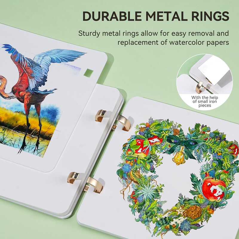 100% puuvillane ruudukujuline akvarelliajakiri, 300 g/m² happevaba akvarellipaber 20-leheküljeline visandivihik reisiakvarelliraamatu kunstitarbed