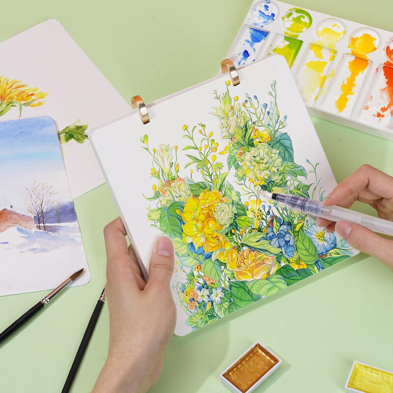 100% puuvillane ruudukujuline akvarelliajakiri, 300 g/m² happevaba akvarellipaber 20-leheküljeline visandivihik reisiakvarelliraamatu kunstitarbed