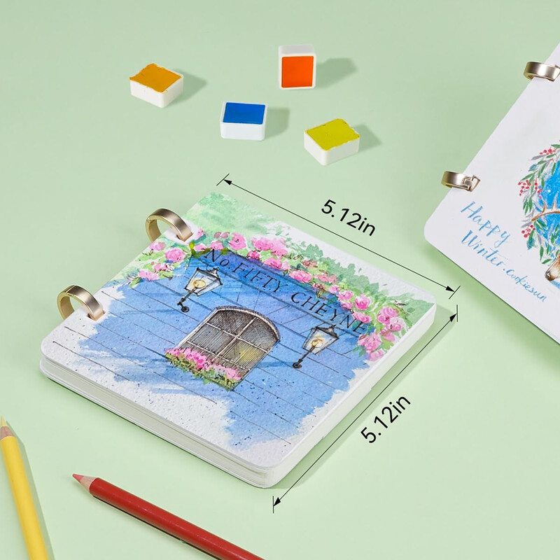 100% puuvillane ruudukujuline akvarelliajakiri, 300 g/m² happevaba akvarellipaber 20-leheküljeline visandivihik reisiakvarelliraamatu kunstitarbed