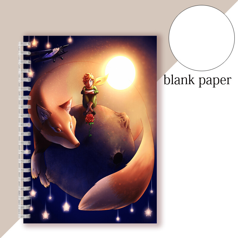 Spiralinis užrašų knygelė Filmas Mažasis princas Binderio žiedas Eskizas Užrašų knygelė Le Petit Prince Fox Gėlė rožė Piešimo meno citata figūrėlė