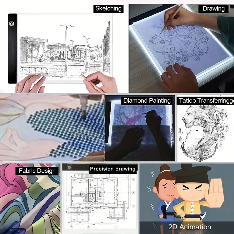 A4 A5 LED-joonistustahvelarvuti kolmetasandiline digitaalne graafikaplaat, valgustahvel, kopeerimisplaat elektrooniline kunst graafika maalimise kirjutuslaud