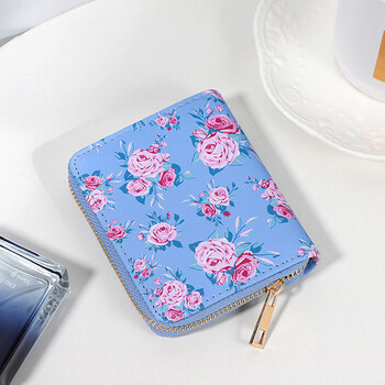 Flower Print Πορτοφόλι για Γυναικεία Vegan Leather Floral Πορτοφόλι Travel Organizer Τσάντα με κέρματα