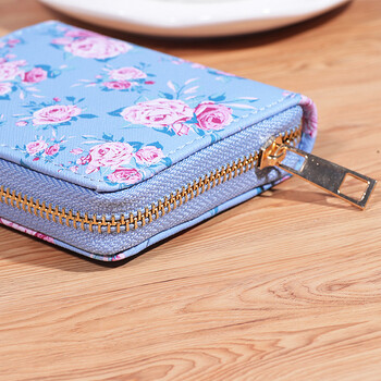 Flower Print Πορτοφόλι για Γυναικεία Vegan Leather Floral Πορτοφόλι Travel Organizer Τσάντα με κέρματα