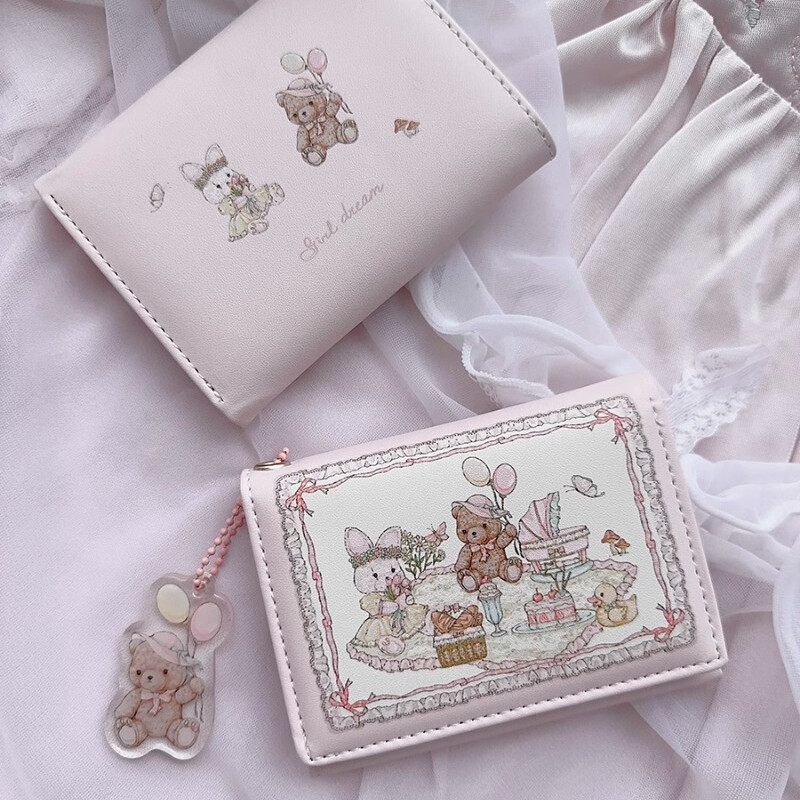 BOMO slatki novčanik za žene Slatka originalna četvrtasta preklopna torbica za novčiće Pu kožna torbica sa patentnim zatvaračem Estetska torba sa životinjskim printom Novčanik za mlade