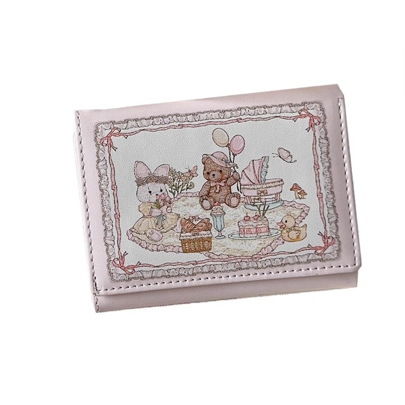 BOMO slatki novčanik za žene Slatka originalna četvrtasta preklopna torbica za novčiće Pu kožna torbica sa patentnim zatvaračem Estetska torba sa životinjskim printom Novčanik za mlade