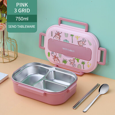 Lastele mõeldud söögikarp koos kambriga 316 roostevabast terasest armas ahv Bento lõunakast kooli lekkekindel toidukonteinerite kast