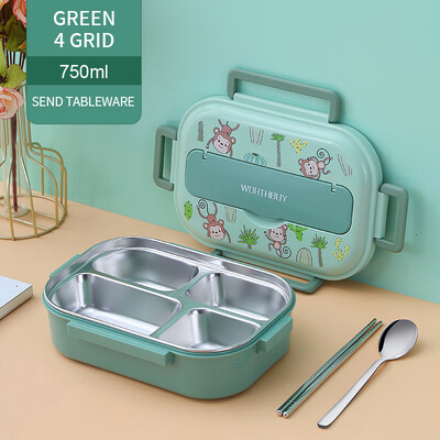 Lastele mõeldud söögikarp koos kambriga 316 roostevabast terasest armas ahv Bento lõunakast kooli lekkekindel toidukonteinerite kast